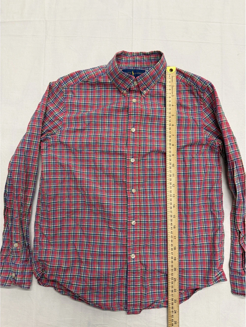 Ralph Lauren Men's Classic Fit Red Plaid Button-Down Shirt L (14-16)